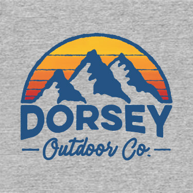 A654 Outdoor Company - Three mountain peaks above Your Name Outdoor Company.