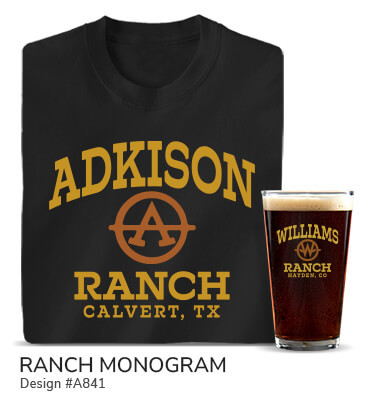Ranch Monogram - T-Shirt, Hat & Rocks Glass