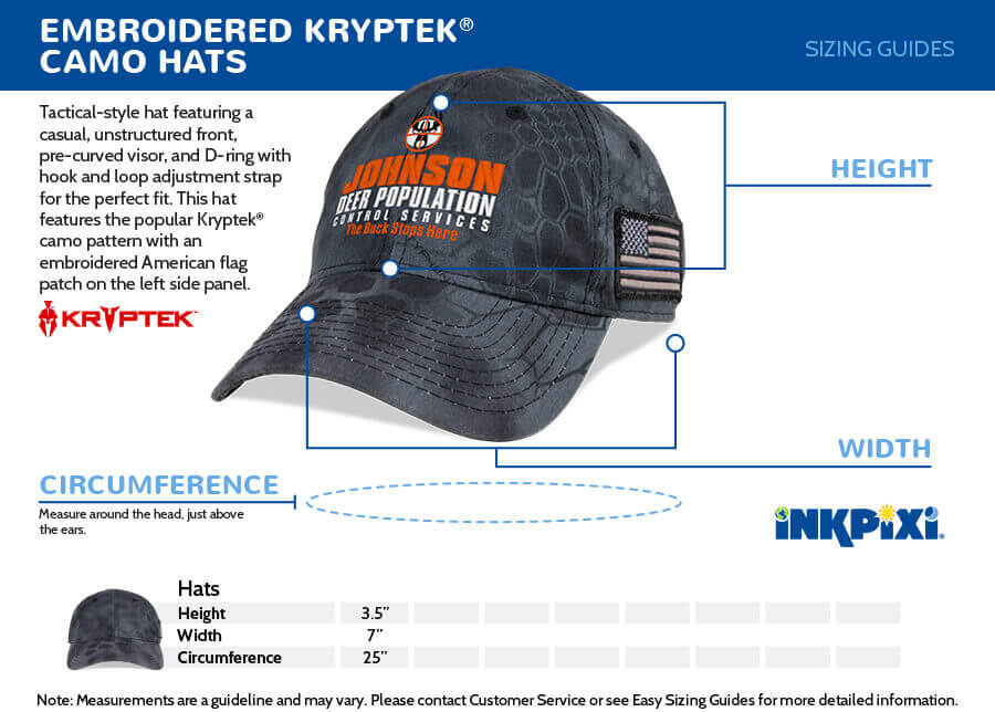 kryptek camo hat sizes chart