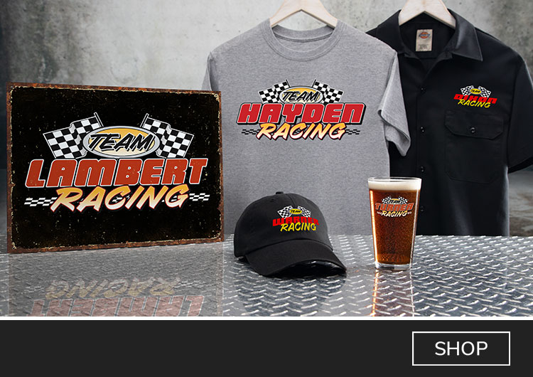 Racing Team hats, masks, work shirts, and more!