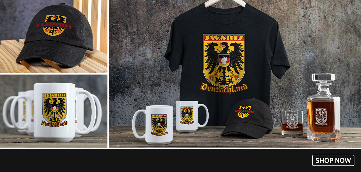 Personalized German Eagle shirts, hats, and more!