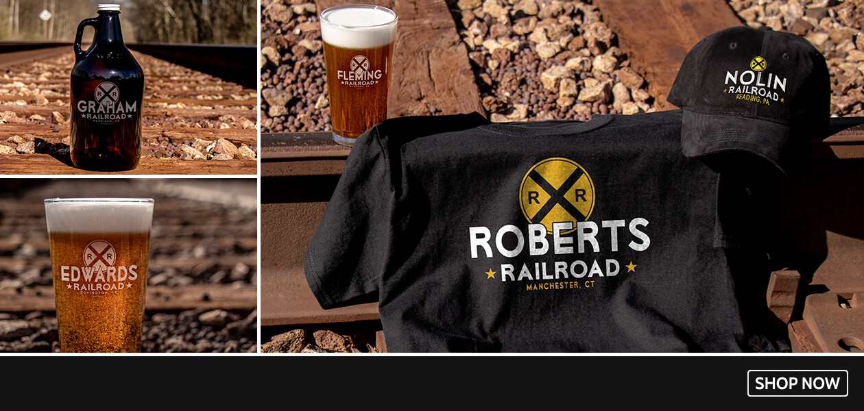 Railroad custom pint glasses, wine glasses, coasters and more!