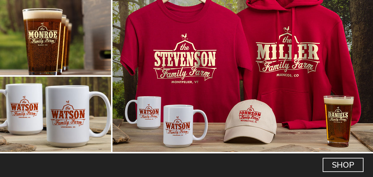 Personalized Family Farm shirts, hats, and more!