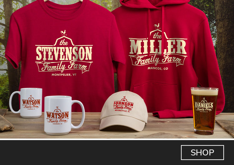 Personalized Family Farm shirts, hats, and more!