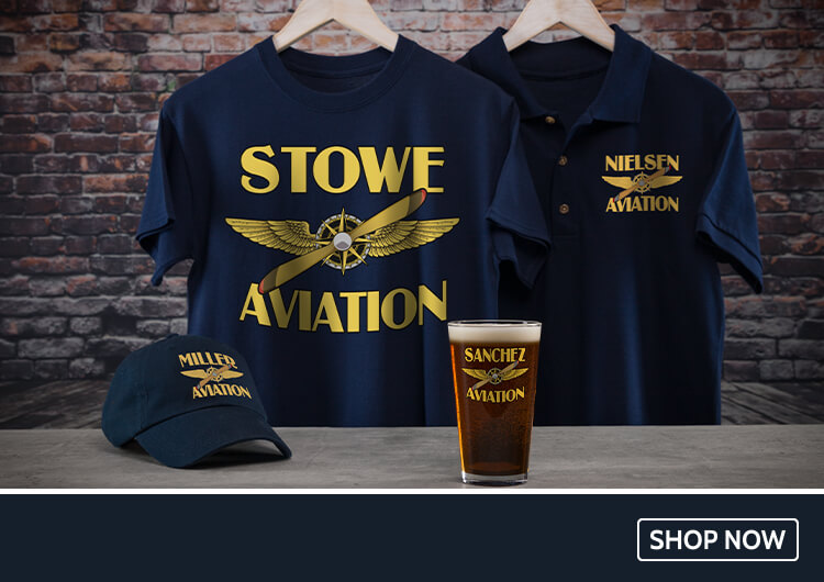 Personalized Aviation polos, sweatshirts, growlers, and more!