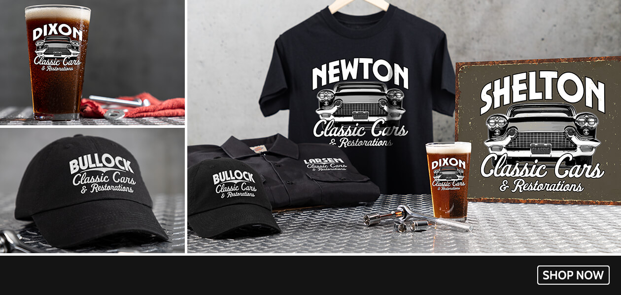 Classic Cars personalized work shirts, polos, coasters, and more!
