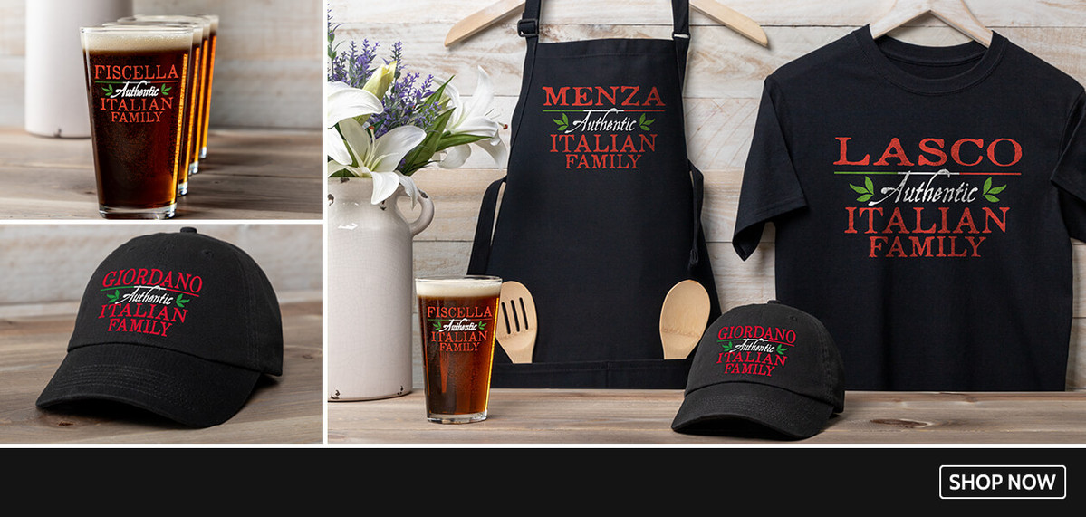 Personalized Italian Family shirts, hats, and more!