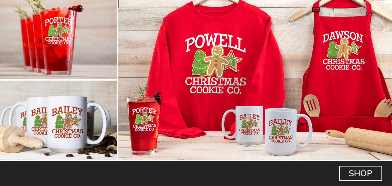 Christmas Cookie Company design #A500 aprons, shirts, hats, and more. Add your name.