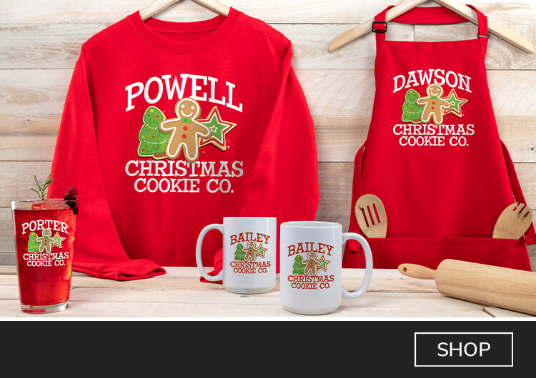 Christmas Cookie Company design #A500 aprons, shirts, hats, and more. Add your name.