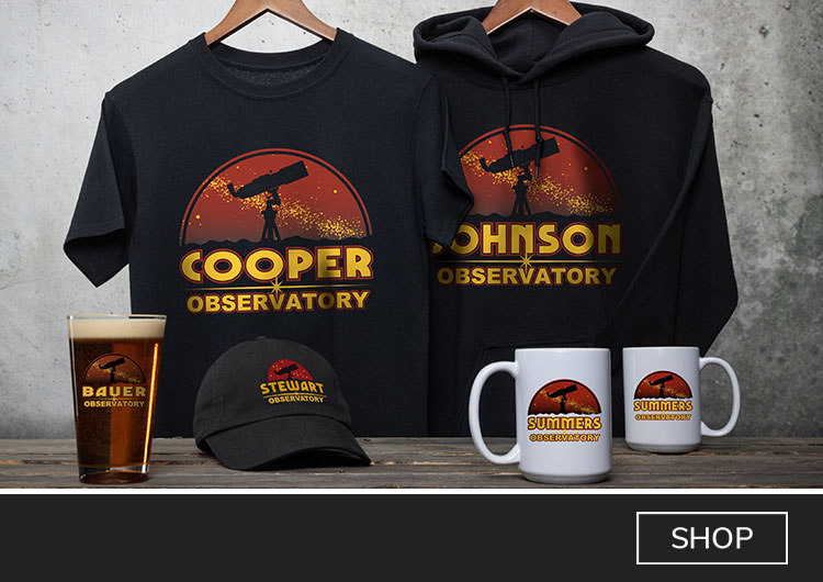 Observatory personalized shirts, wine glasses, coasters, and more!