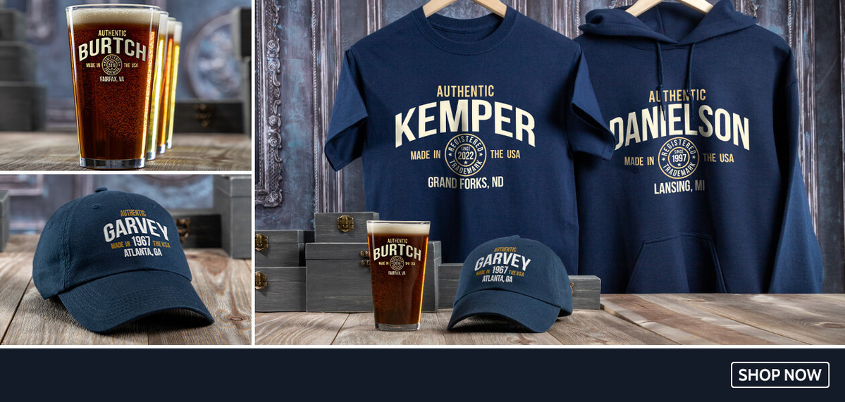 Authentic Brand hats, tin signs, polos, and more!