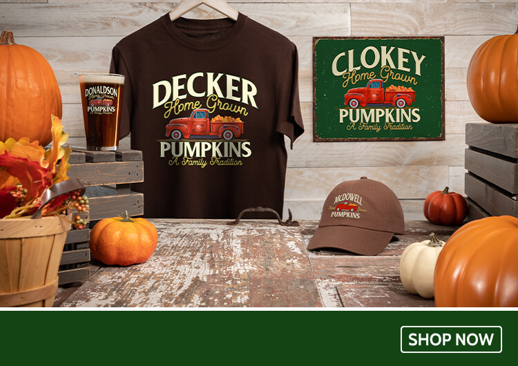 Pumpkins cheese boards, coasters, sweatshirts, and more!