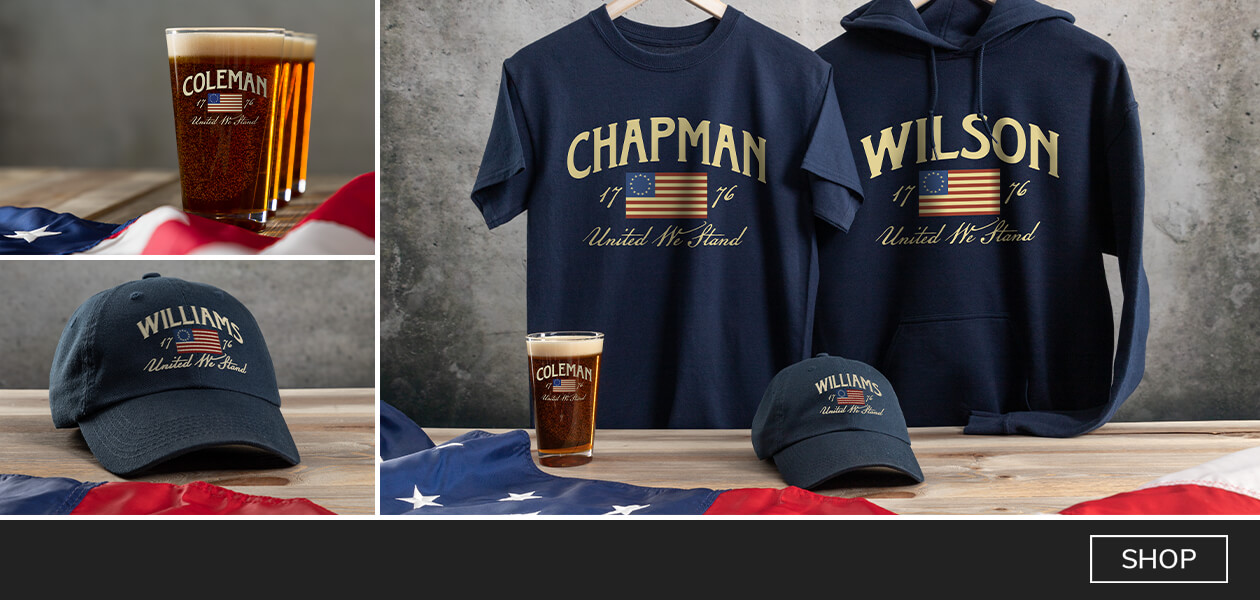 United We Stand shirts, pint glasses, coasters, and more!