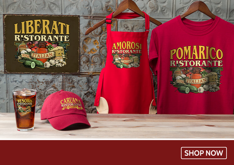 Ristorante personalized gifts for your great big Italian family. Just add your name!