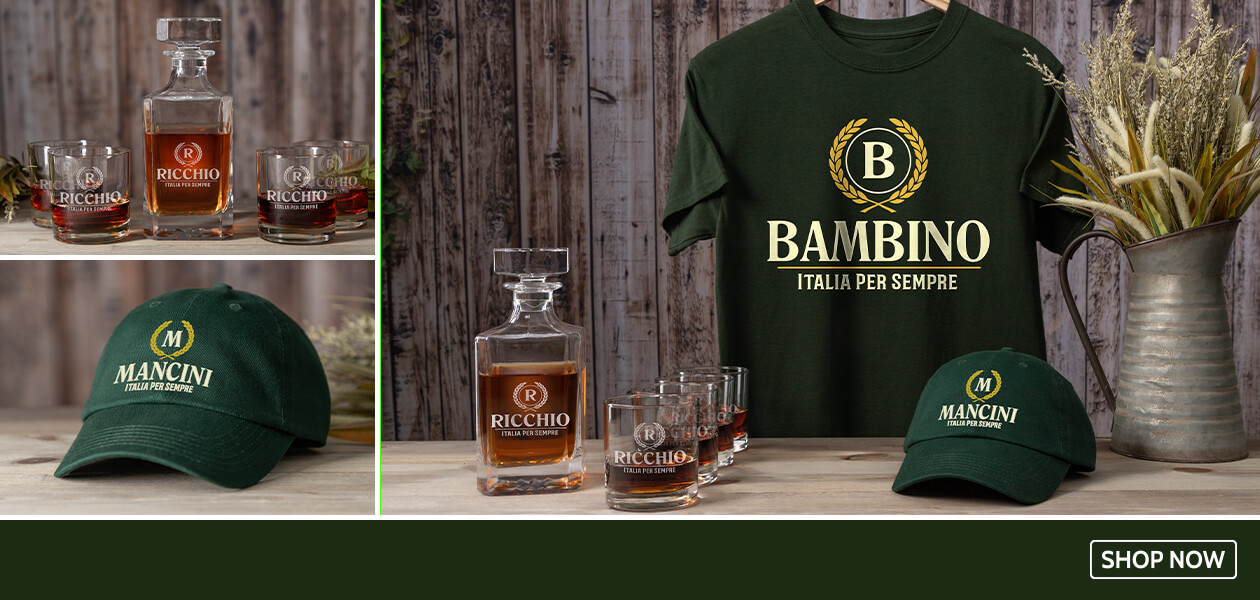 Gift-giving is made easy with our Italian Monogram personalized gifts. Add your family name for a classy design the whole crew will love.