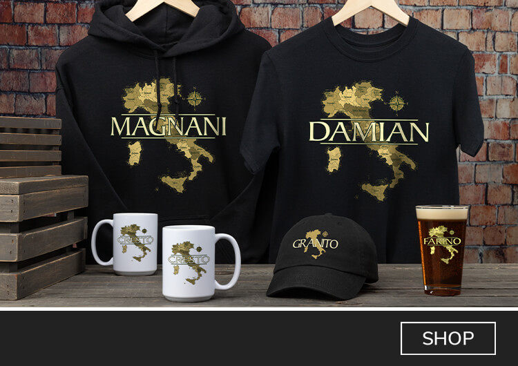 Personalized Italian Heritage gifts just for your Italian friends and family. Choose from shirts, hats, barware, and more - then add your name!