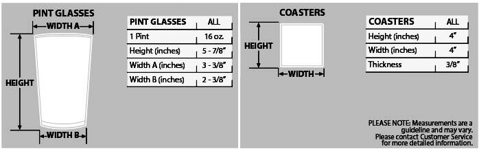 pint coaster sizes chart
