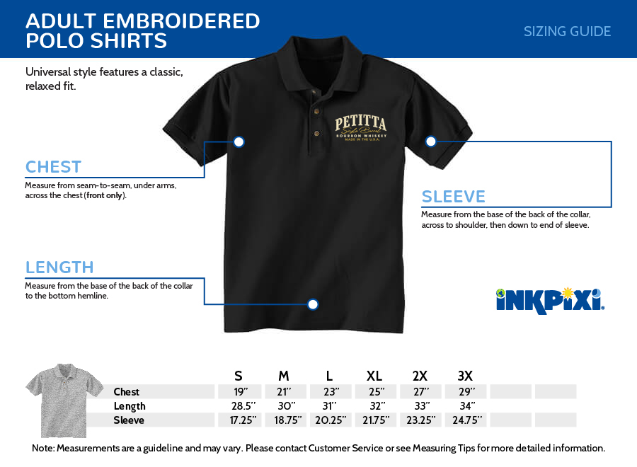 poloshirt sizes chart