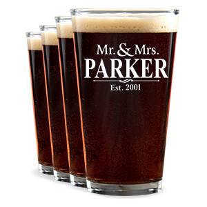 Wedding Colored Pint Glasses