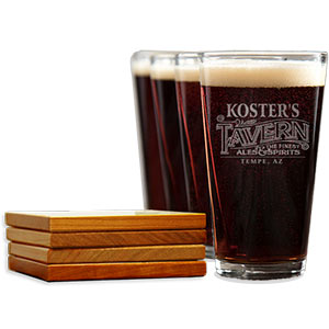 Engraved 4 Pint Glass & 4 Coaster Gift Sets