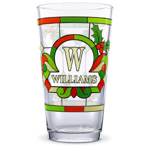 Holly Monogram Color Printed Pint Glasses