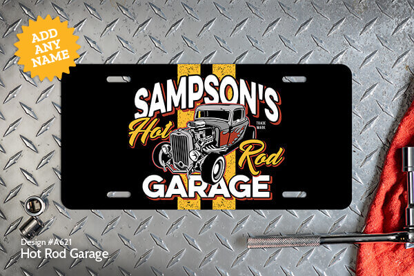 A621 Hot Rod Garage License Plate
