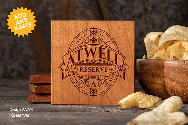 A774 Reserve Cherry Wood Coaster - Engraved (set of 4)
