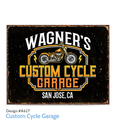 A627 Custom Cycle Garage Tin Sign