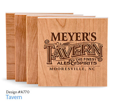 A770 Tavern Cherry Wood Coaster - Engraved (set of 4)