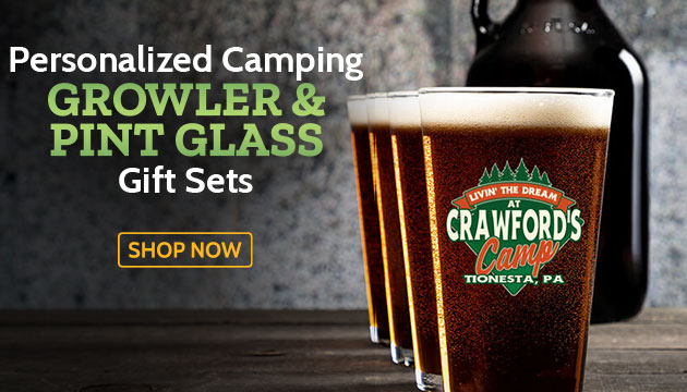 Personalized Camping Growler & Pint Glass Gift Set
