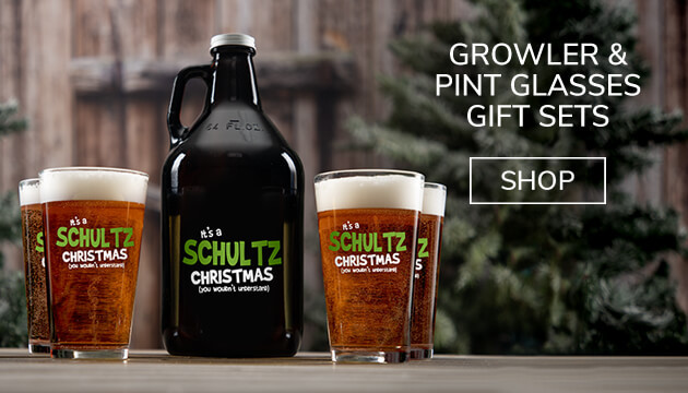 Christmas Color Printed Pint Glasses & Growler Gift Set