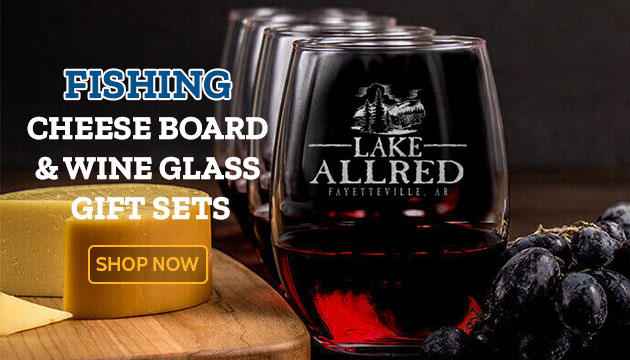 Fishing Cheese Board & Wine Glass Gift Sets