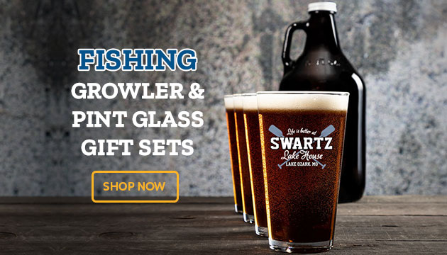 Fishing Growler & Pint Glass Gift Set