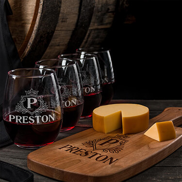 Cheese Board & Wine Glasses