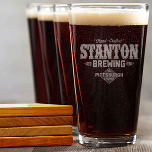 New Engraved 4 Pint Glass & 4 Coaster Gift Sets