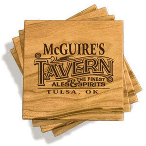 Wine & Spirits Cherry Wood Coasters