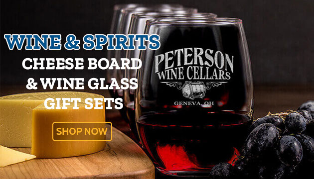 Wine & Spirits Cheese Board and 4 Wine Glass Gift Set