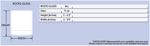 rocks glass sizes chart