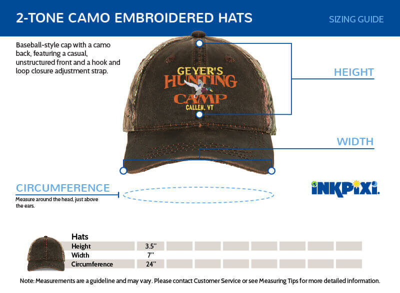 twotonecamo hat sizes chart